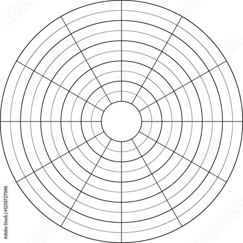 Vector life balance circle in twelve parts. Printable line template for daily planner, journal, notebook 