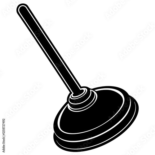 Plunger with a suction cup silhouette vector illustration 