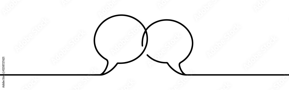 Speech bubbles continuous one line drawing. Dialogue, chat sign in simple linear style. Vector illustration. Speech bubbles continuous one line drawing. Dialogue, chat sign in simple linear style. Vector illustration.