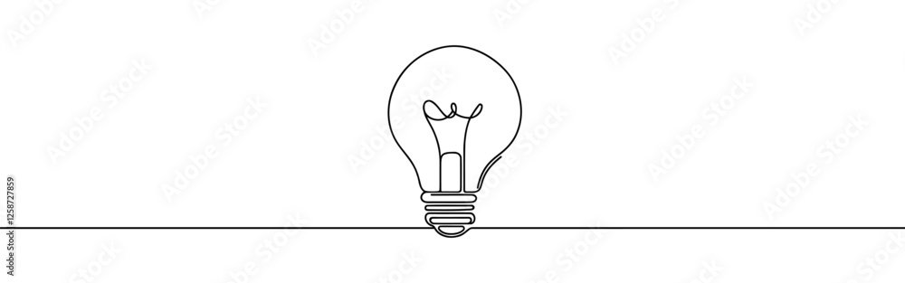 Light bulb continuous one line drawing. Lightbulb in simple linear style. Idea, brainstorm concept. Vector illustration. Light bulb continuous one line drawing. Lightbulb in simple linear style. Idea, brainstorm concept. Vector illustration.