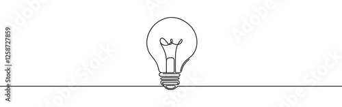 Wallpaper Mural Light bulb continuous one line drawing. Lightbulb in simple linear style. Idea, brainstorm concept. Vector illustration. Torontodigital.ca