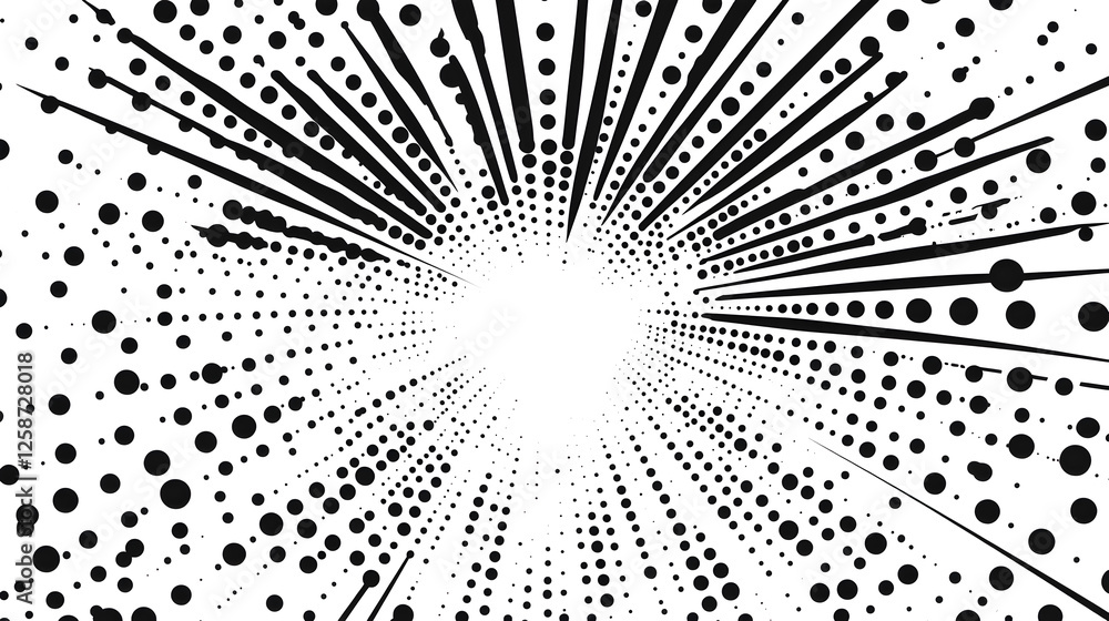 Black and White Vortex Background Swirling Pattern with Optical Illusion Effect, Dynamic Texture for Design and Artistic Compositions