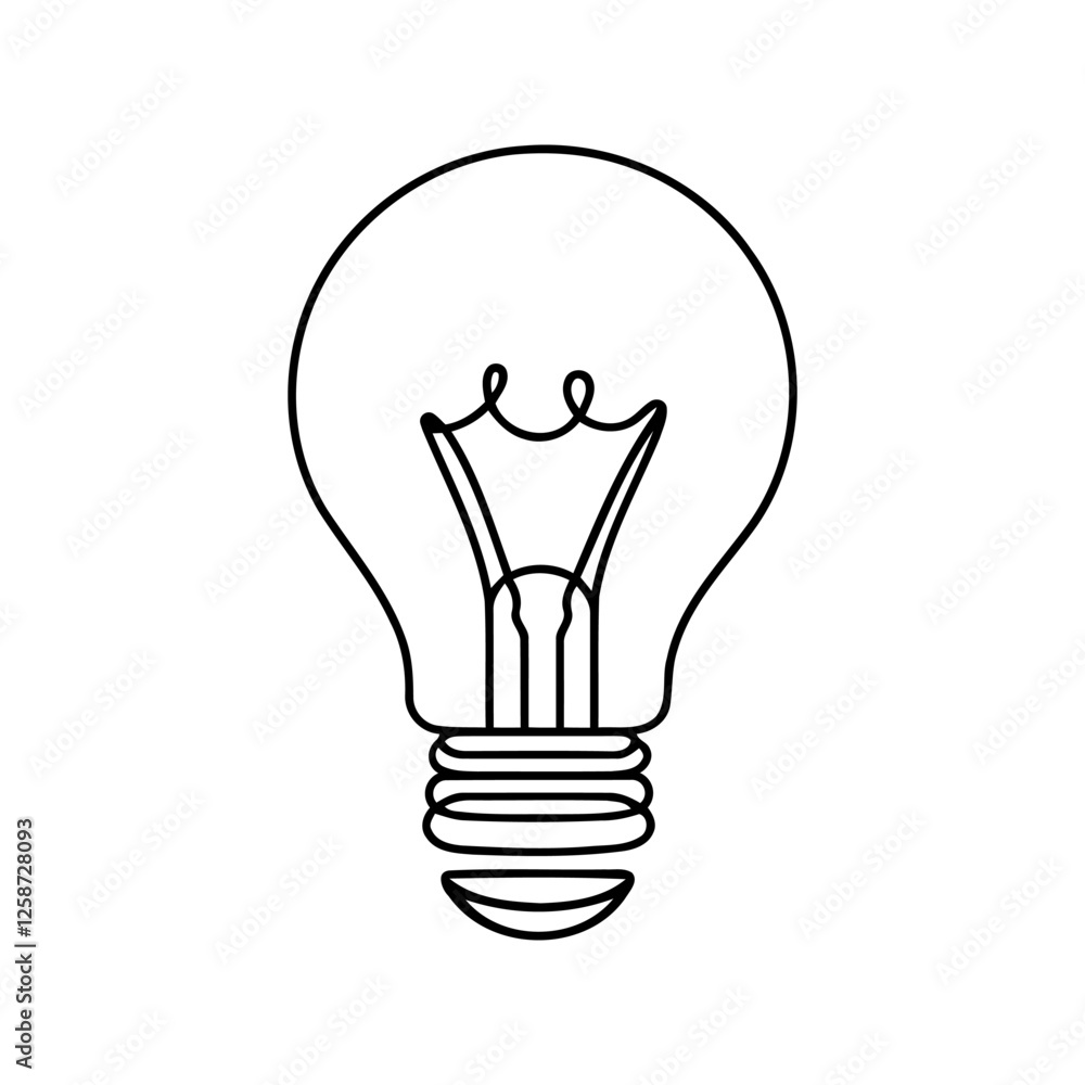 Light bulb continuous one line drawing. Lightbulb in simple linear style. Idea, brainstorm concept. Vector illustration. Light bulb continuous one line drawing. Lightbulb in simple linear style. Idea, brainstorm concept. Vector illustration.