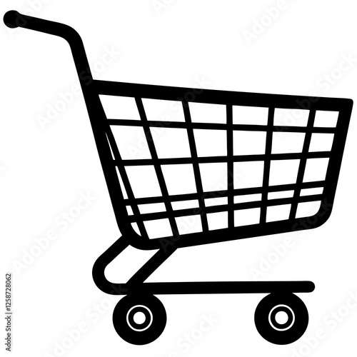 Shopping cart with a handle silhouette vector illustration 