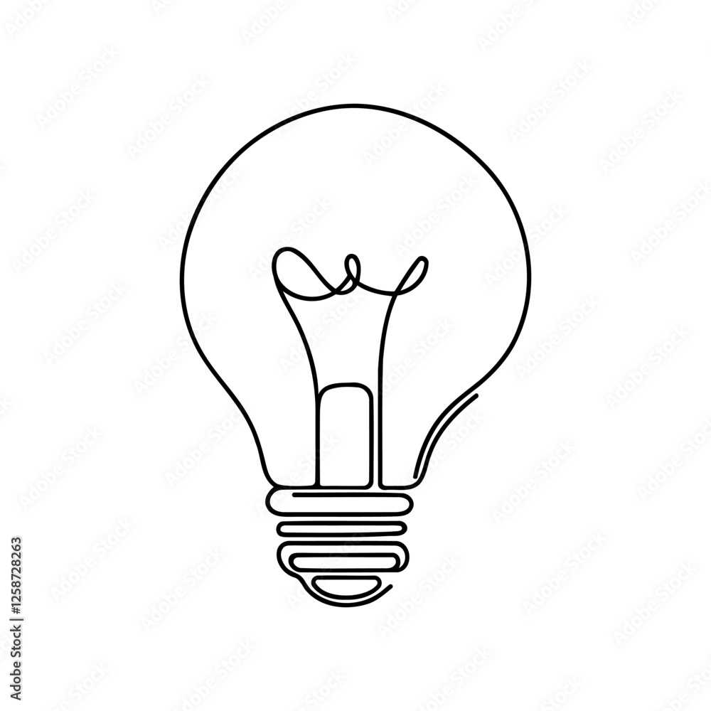 Light bulb continuous one line drawing. Lightbulb in simple linear style. Idea, brainstorm concept. Vector illustration. Light bulb continuous one line drawing. Lightbulb in simple linear style. Idea, brainstorm concept. Vector illustration.