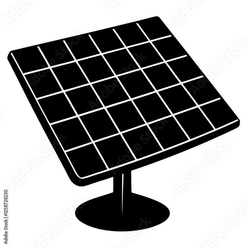 Solar panel with a surface silhouette vector illustration 