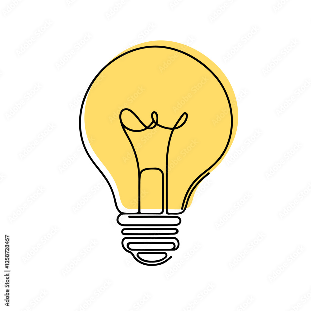Light bulb continuous one line drawing. Lightbulb in simple linear style. Idea, brainstorm concept. Vector illustration. Light bulb continuous one line drawing. Lightbulb in simple linear style. Idea, brainstorm concept. Vector illustration.