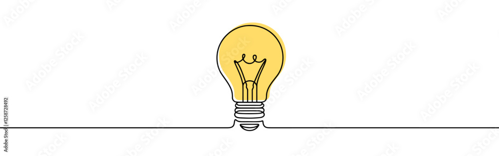 Light bulb continuous one line drawing. Lightbulb in simple linear style. Idea, brainstorm concept. Vector illustration. Light bulb continuous one line drawing. Lightbulb in simple linear style. Idea, brainstorm concept. Vector illustration.