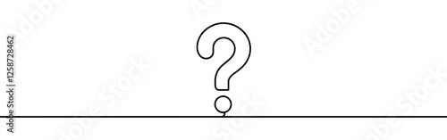 Question mark continuous one line drawing. Asking sign in simple linear style. Quest, quiz concept. Vector illustration.