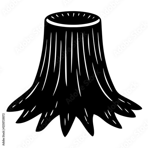 Tree stump with a top silhouette vector illustration 