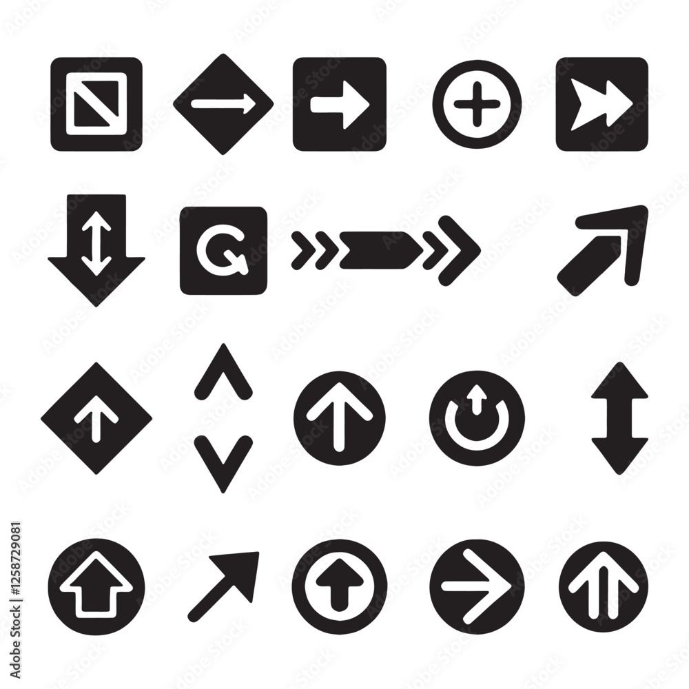 Collection of Black and White Flat Design UI Icons, Set of flat icons, signs, symbols arrow for interface design, web design, Collection of Black and White Flat Design UI Icons, Set of flat icons, signs, symbols arrow for interface design, web design,