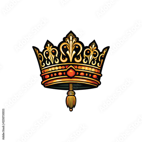 Create a highly detailed vector illustration of a Silla crown, a significant symbol of Korean history and royalty, suitable for use in design projects.