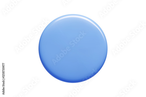 Blue 3d callout banner in circular shape with gradient shading. Vector message bubble shows glossy surface and luminous highlights for social media, interface elements, promotional materials.