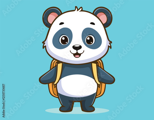 A cute panda go to school with a small school bag vector.