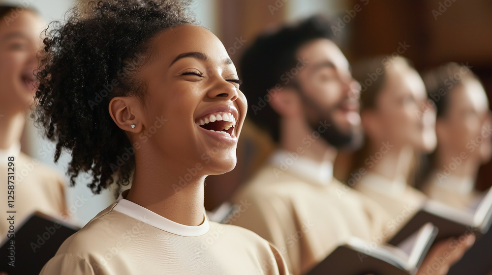 Church Choir Singing Joyfully During Service Celebration Church Choir Singing Joyfully During Service Celebration