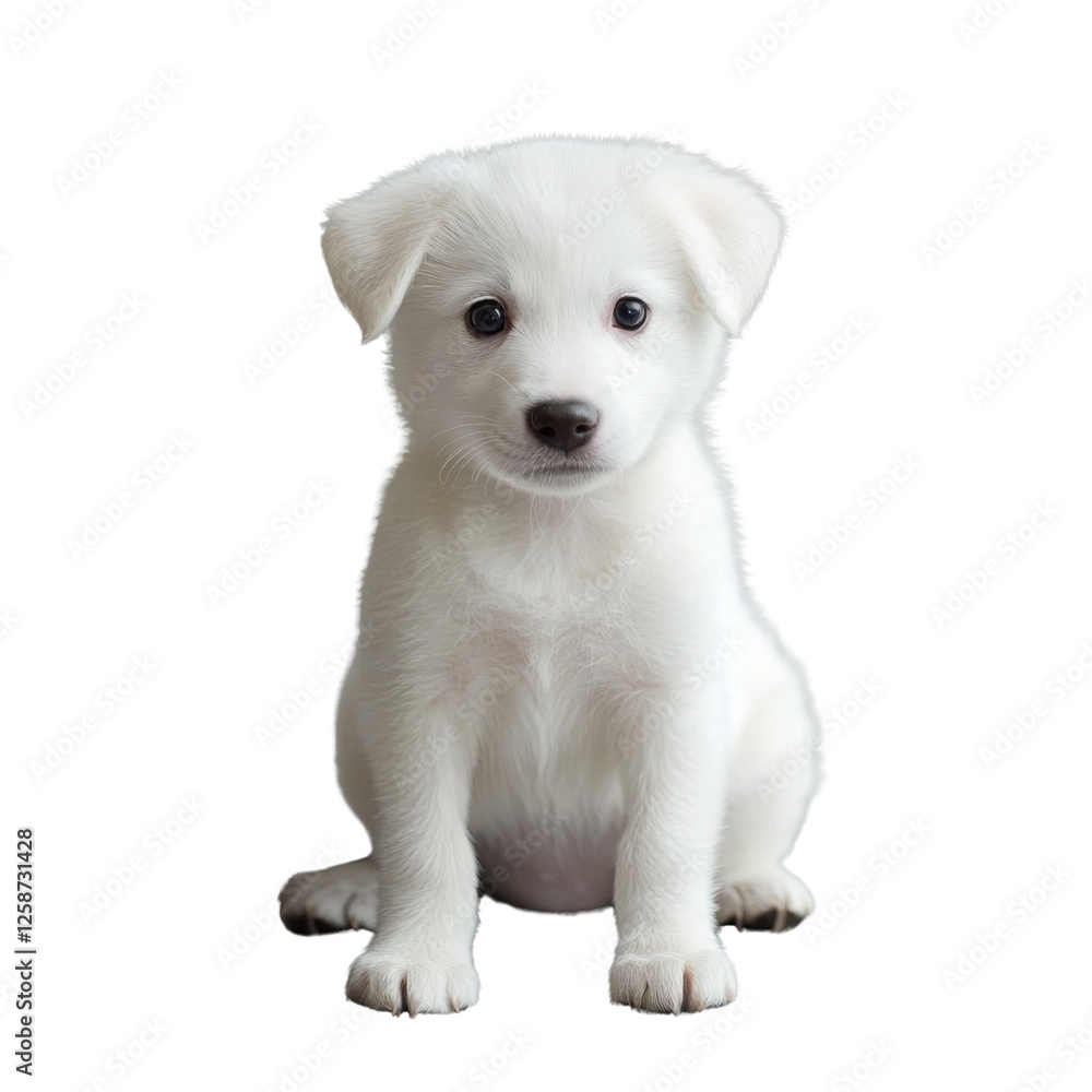 Cute white puppy on a white isolate background Cute white puppy on a white isolate background