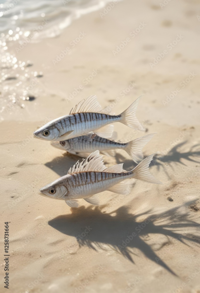 Delicate Bonefish with Feathery Scales in Sandy Waters, peaceful scene, aquatic plants, soft focus