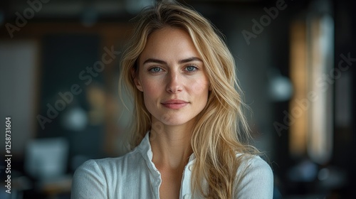 Wallpaper Mural Confident woman portrait, office background, modern workspace Torontodigital.ca