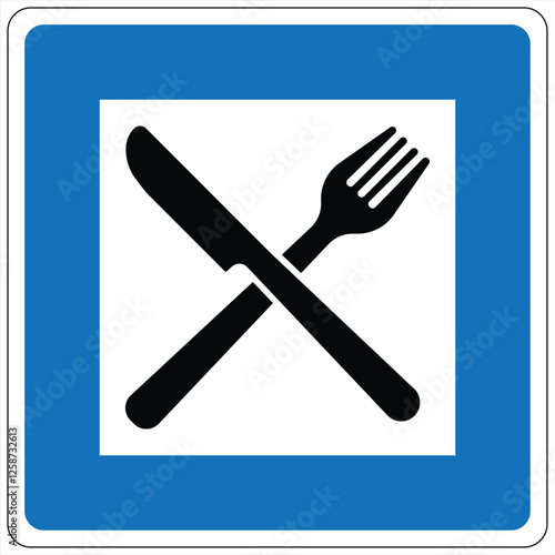 Classic dining symbol indicating a nearby restaurant
