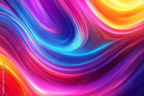 A vibrant abstract background with swirling neon hues blending fluidly in dynamic motion, captured in crisp HD detail.