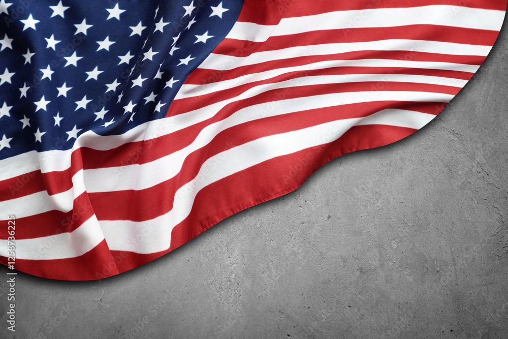 Fototapeta premium American flag on grey
