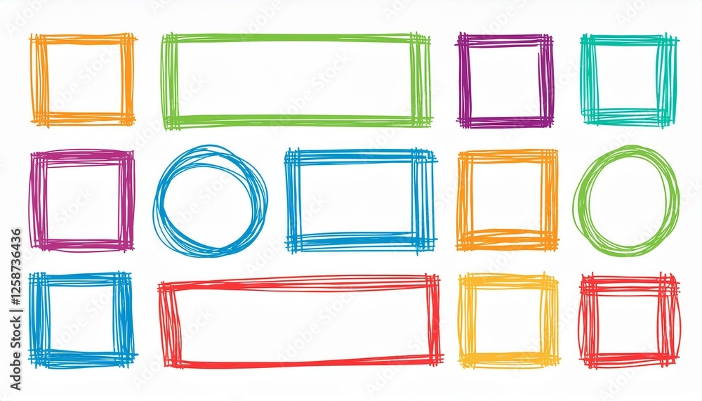 Hand drawn doodle color frame set. Box, square, rectangle, circle shape brush pen line stroke scribble element. Hand drawn simple oval, square frame for text border. perfect any project. Hand drawn doodle color frame set. Box, square, rectangle, circle shape brush pen line stroke scribble element. Hand drawn simple oval, square frame for text border. perfect any project.