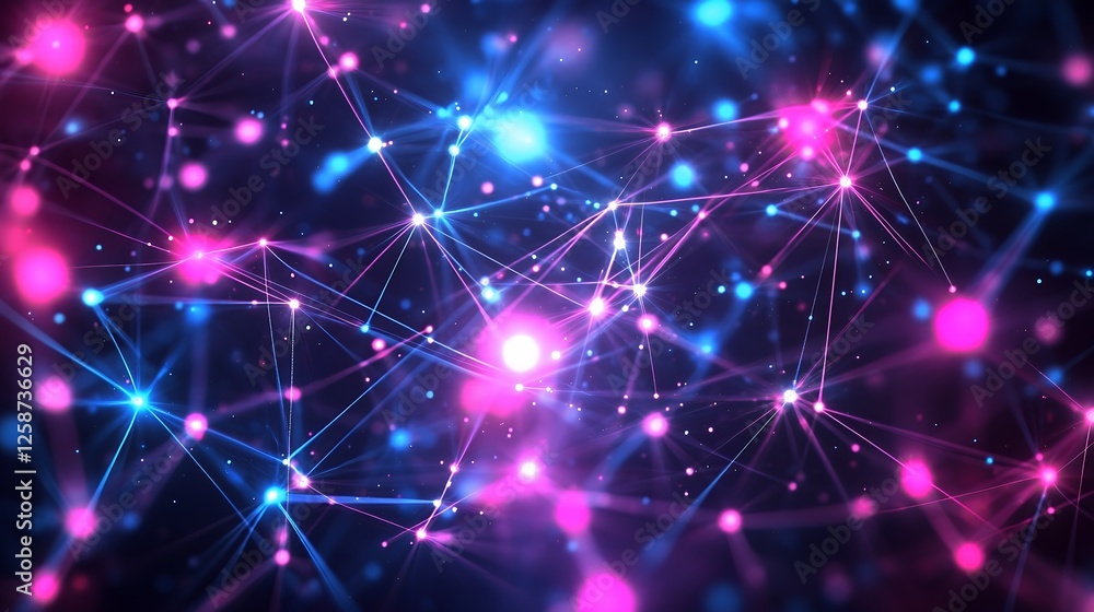 Abstract Network Connection Pink Blue Glowing Dots Lines Digital Technology Background Abstract Network Connection Pink Blue Glowing Dots Lines Digital Technology Background
