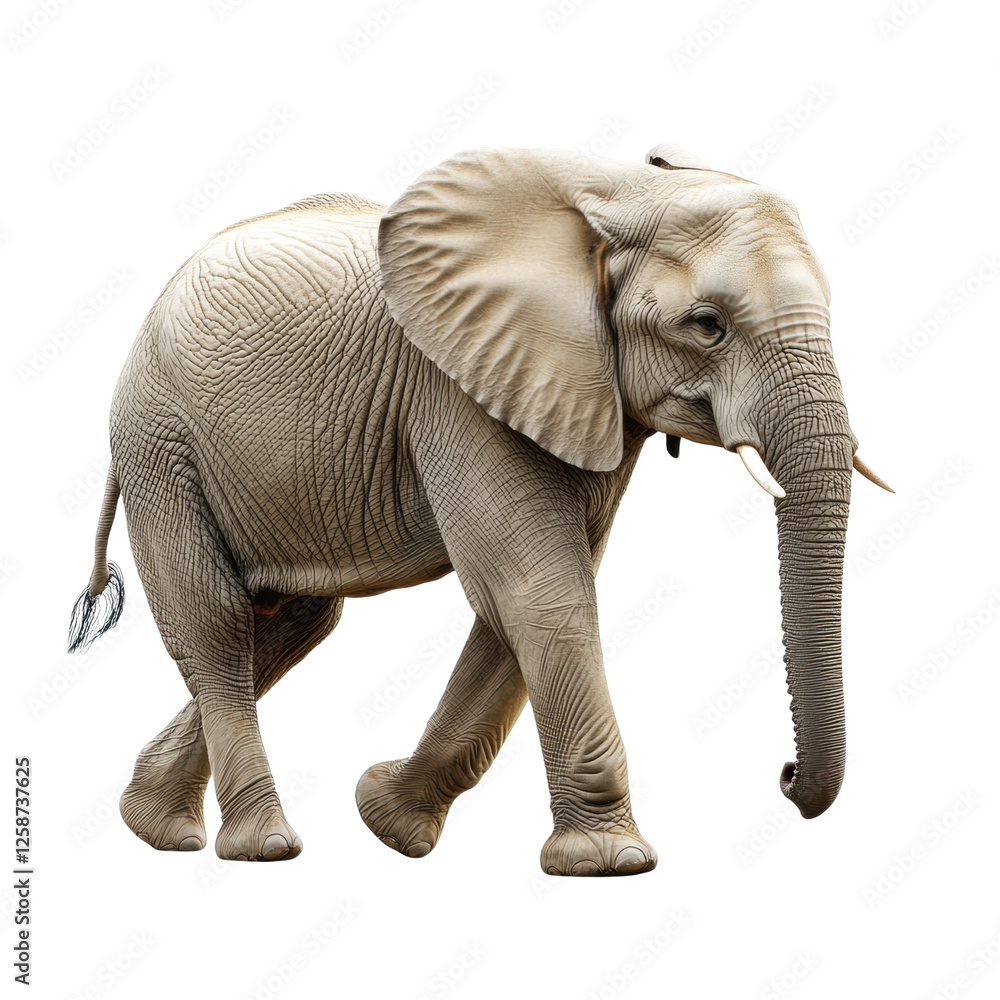 Obraz premium Elephant walking on white isolate background