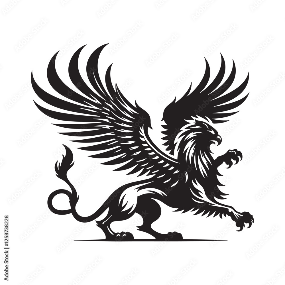 Obraz premium Majestic Lion and Eagle Logo – Powerful Animal Vector Illustration
