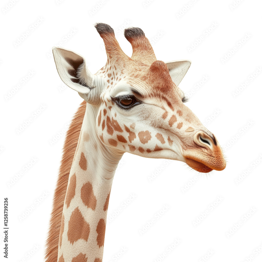 Naklejka premium Giraffe head, white isolate background
