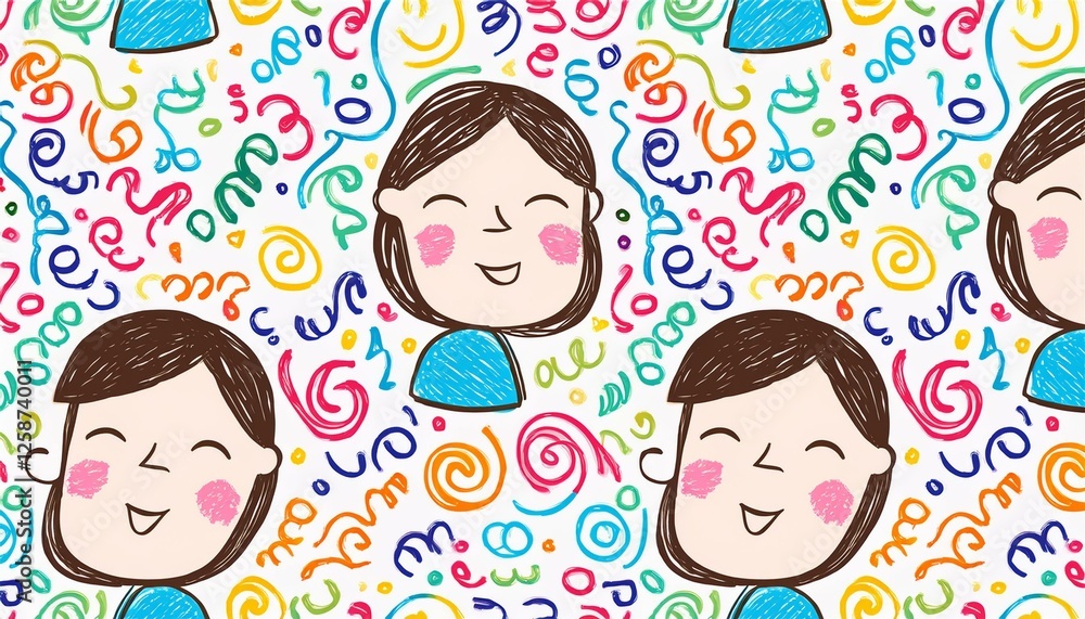 Kid seamless pattern child fun shape squiggle confetti background. Hand drawn color crayon background fun child squiggle shape. Crayon color confetti abstract seamless pattern perfect any project. Kid seamless pattern child fun shape squiggle confetti background. Hand drawn color crayon background fun child squiggle shape. Crayon color confetti abstract seamless pattern perfect any project.