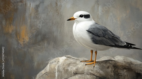 Elegant White-faced Storm-Petrel Perched on Rock photo