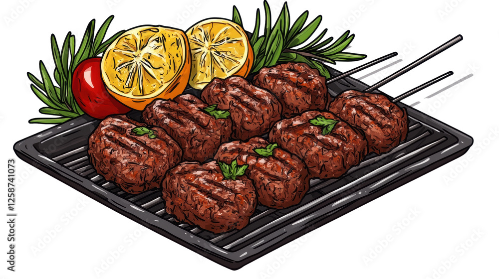 Grilled kebabs with lemon and herbs Grilled kebabs with lemon and herbs