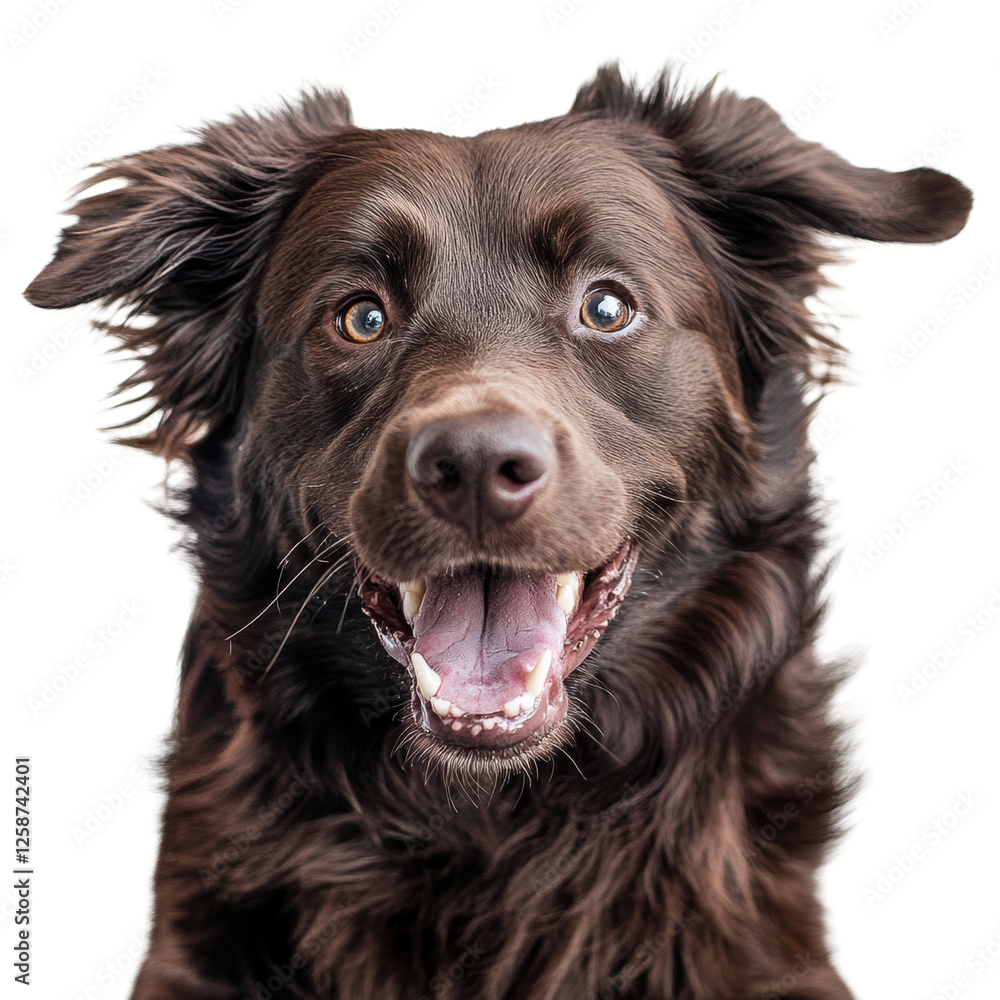 Happy brown dog with playful expression