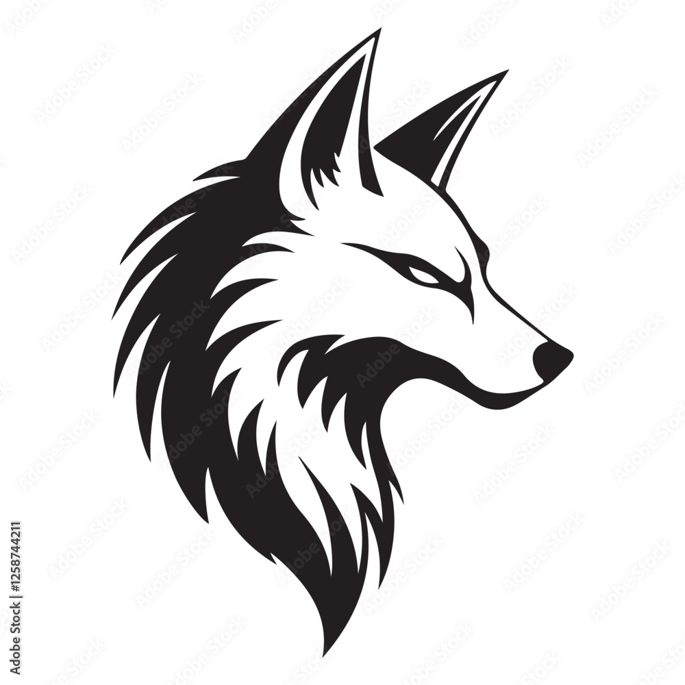 Obraz premium Fox Spirit Tattoo Design – Sharp Line Art