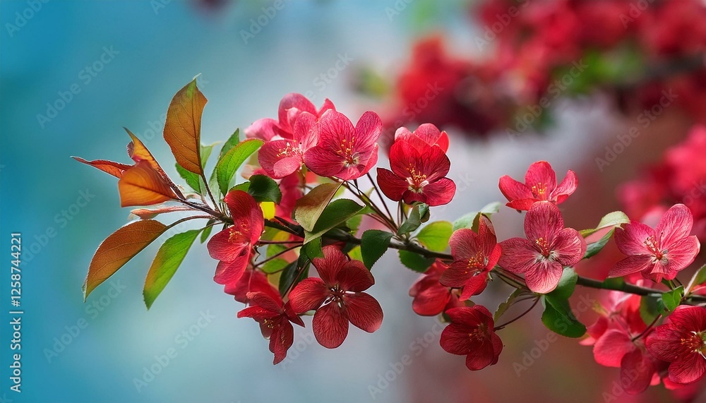 vertical video spring background closeup of crab apple tree branch with red blossoms vertical video spring background closeup of crab apple tree branch with red blossoms