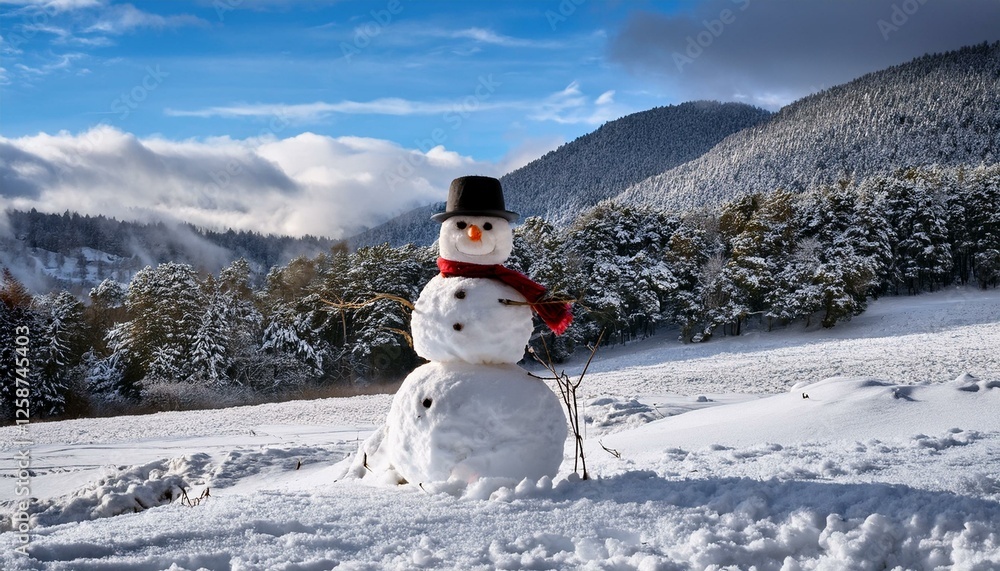 Obraz premium snowman in winter setting