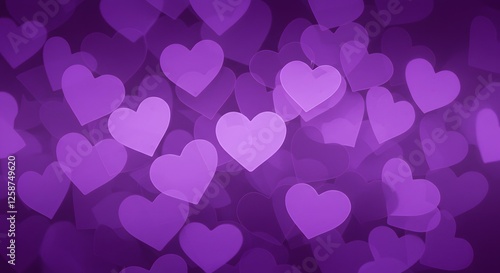 Purple Heart Bokeh Background for Valentine's Day or Romantic Design