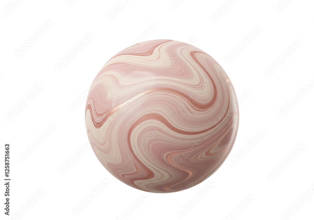 Swirling pink and cream marble sphere with intricate flowing patterns. The smooth and glossy surface creates a unique and mesmerizing visual effect. Isolated on white background. Swirling pink and cream marble sphere with intricate flowing patterns. The smooth and glossy surface creates a unique and mesmerizing visual effect. Isolated on white background.