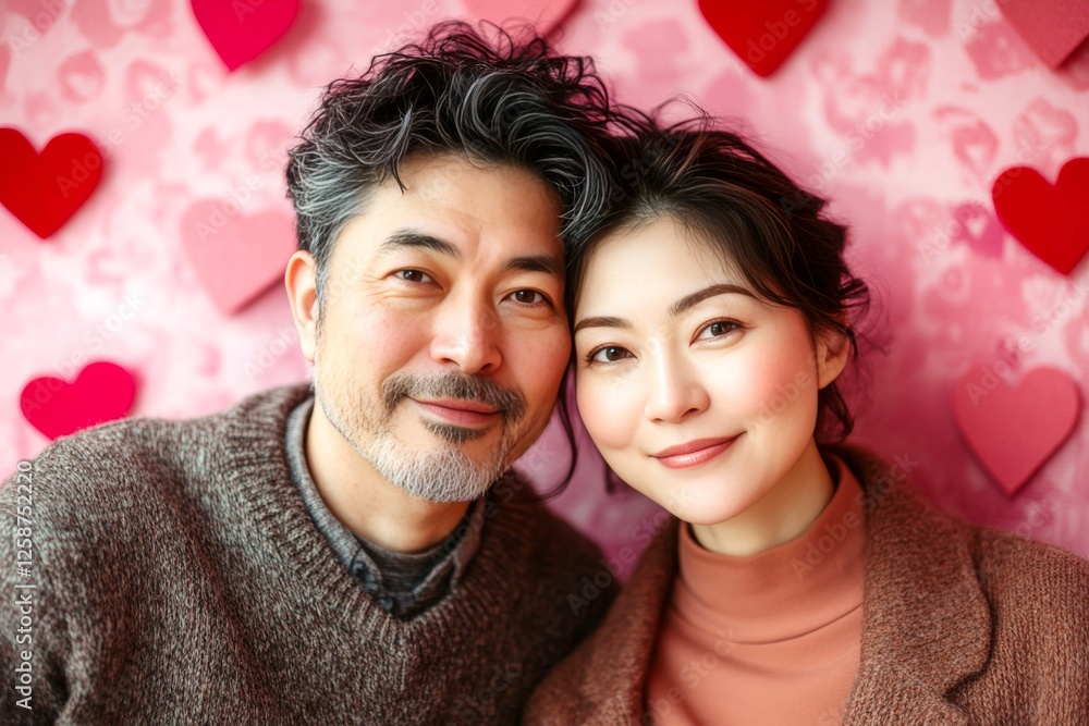 Valentine's day, affectionate couple: impressive bold image of loving asian midlife lovers. Commercial promotion conceptual art. Sign of love and affection. Heartfelt love. Love birds. Valentine's day, affectionate couple: impressive bold image of loving asian midlife lovers. Commercial promotion conceptual art. Sign of love and affection. Heartfelt love. Love birds.