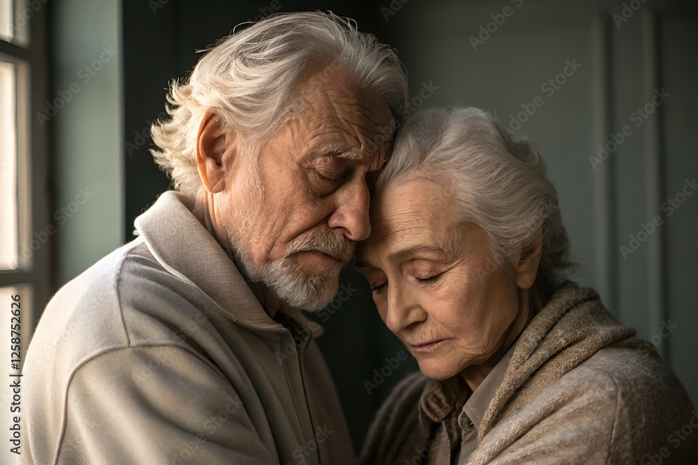 elderly sad man A tender moment between an elderly couple, showcasing love and connection as they share an intimate embrace with closed eyes. elderly sad man A tender moment between an elderly couple, showcasing love and connection as they share an intimate embrace with closed eyes.