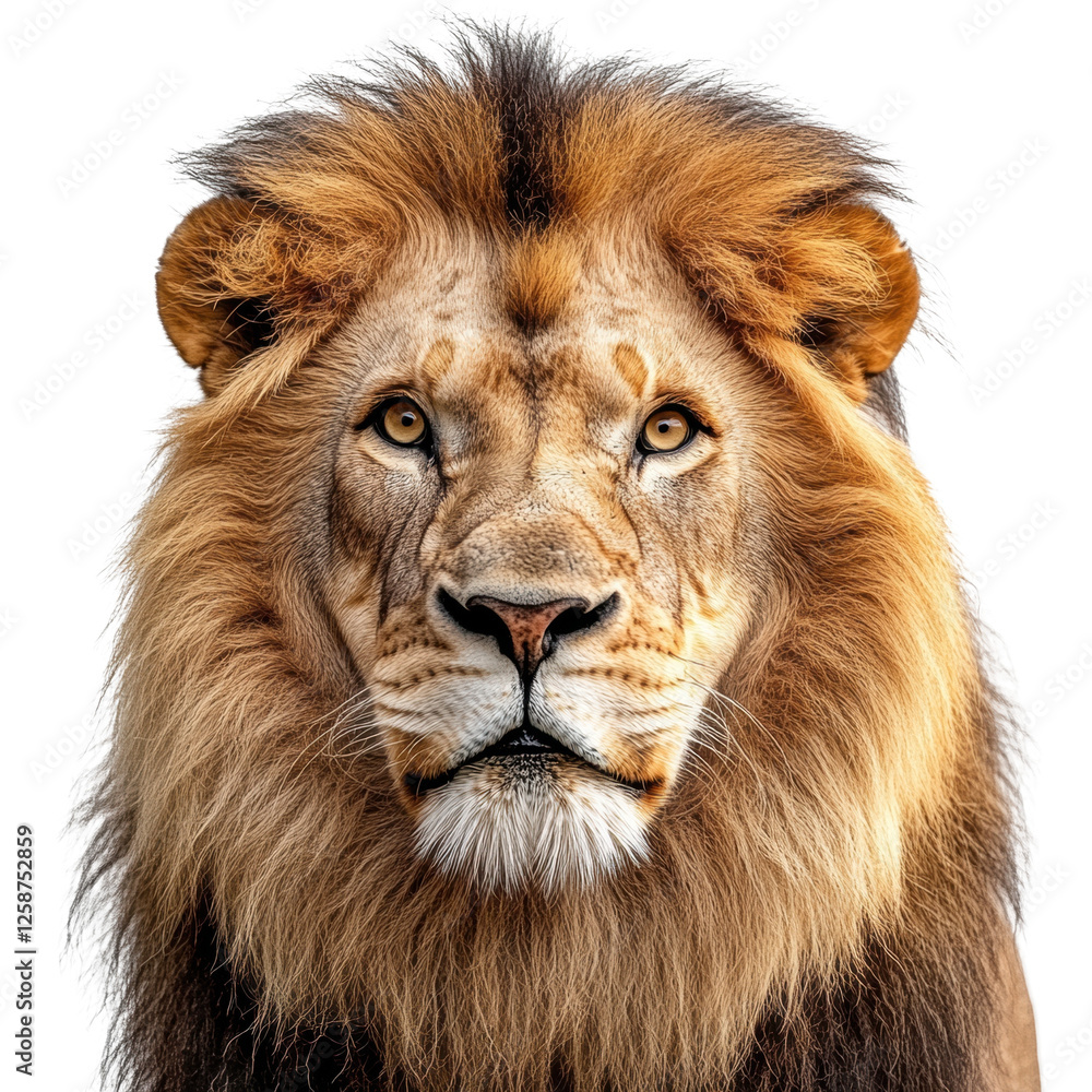 Fototapeta premium Majestic lion portrait on white background