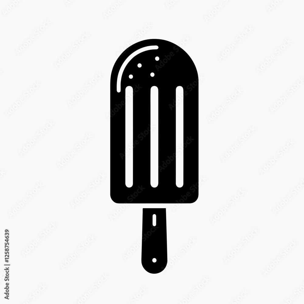 Ice Lolly Silhouette in black on a white background