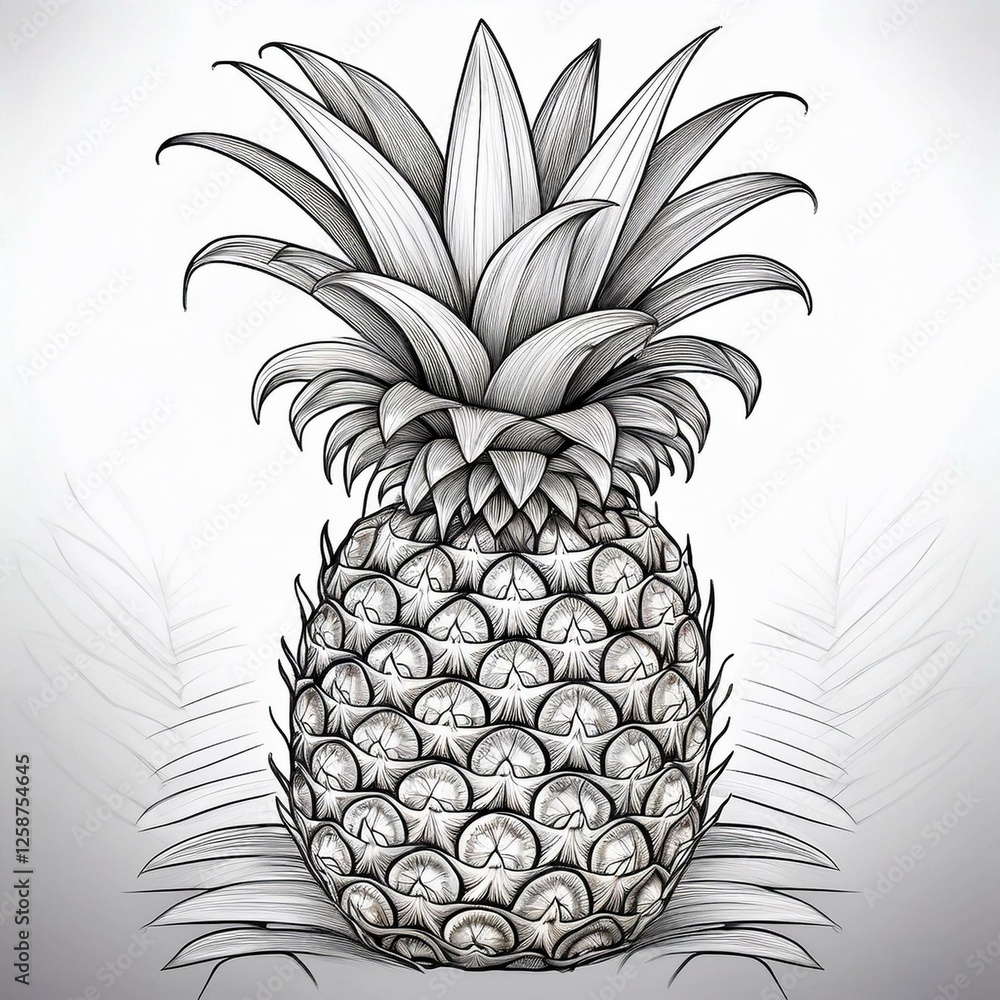 Obraz premium Ausmalbild Ananas