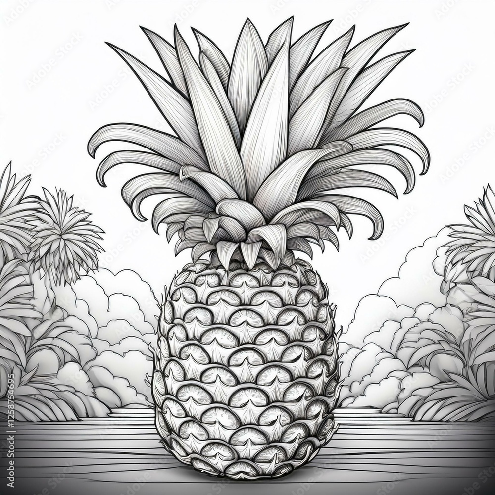 Obraz premium Ausmalbild Ananas