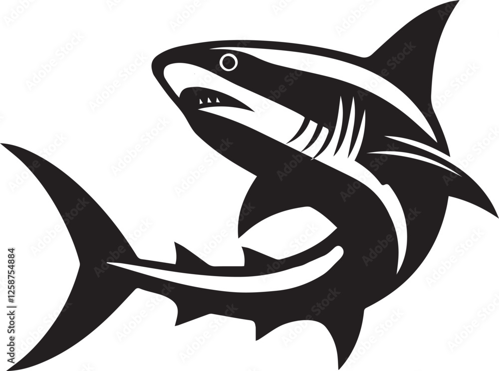 Fototapeta premium Vector silhouette illustration of Shark fish