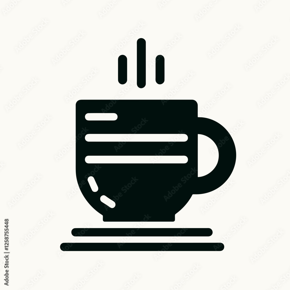 Hot Cocoa Mug Silhouettes in black on a white background Hot Cocoa Mug Silhouettes in black on a white background