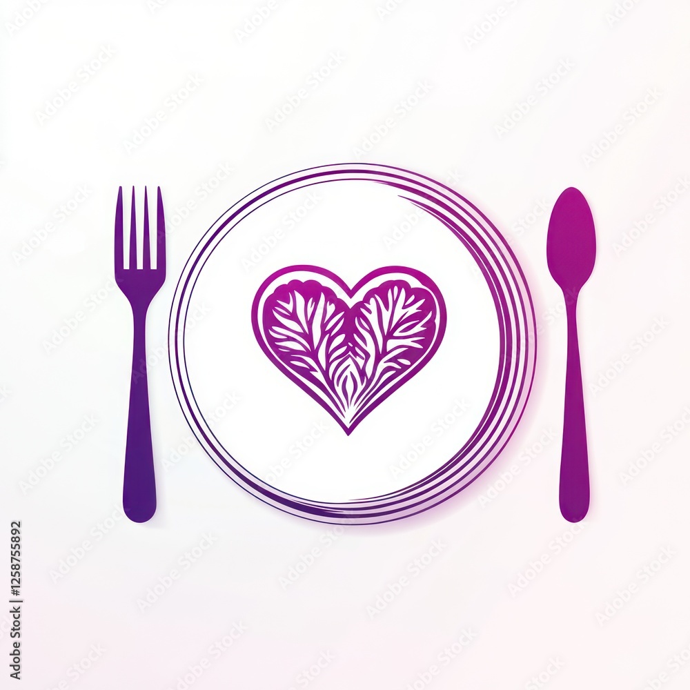 Heart-shaped dish graphic, healthy food, top view, for menu or website Heart-shaped dish graphic, healthy food, top view, for menu or website