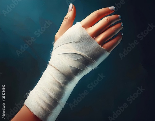 Close Up Broken Arm In Bandage photo