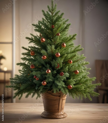 Freshly cut evergreen branches used as a Christmas tree centerpiece , holly, branch, piece
